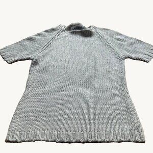 Vintage Carlisle Size M Gray Silk Wool Cashmere Blend Short Sleeve Sweater